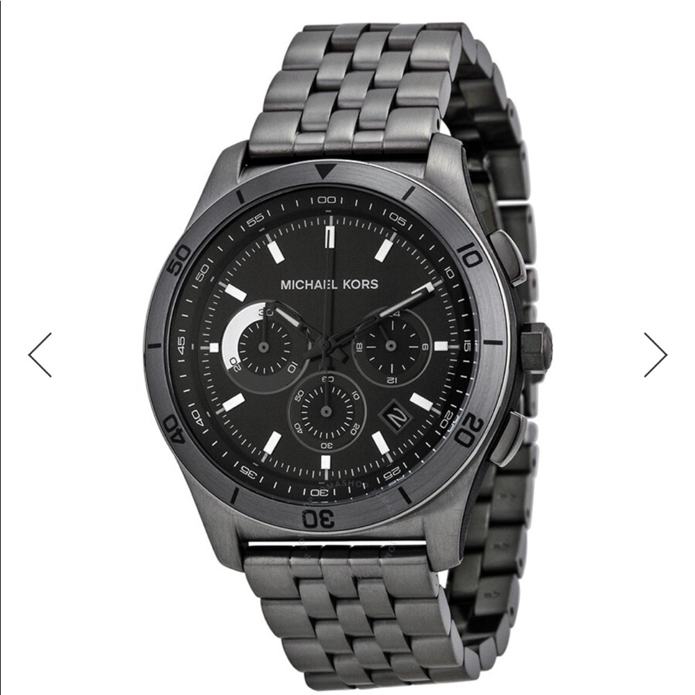 NWOT Michael Kors Mens Watch - Outrigger Black Dial Gunmetal Ion-plated
